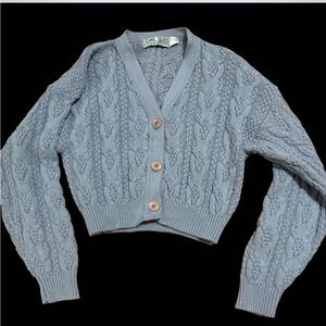 Vintage super cute lavender colored cable knit button down Cardigan